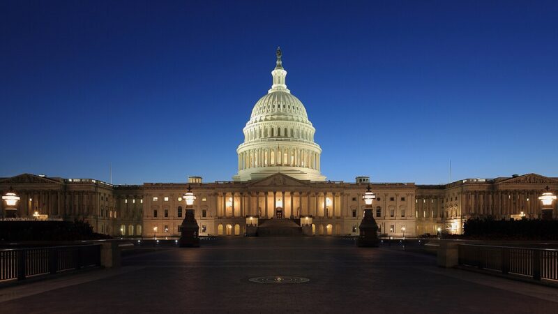 United States Capitol illuminated at dusk