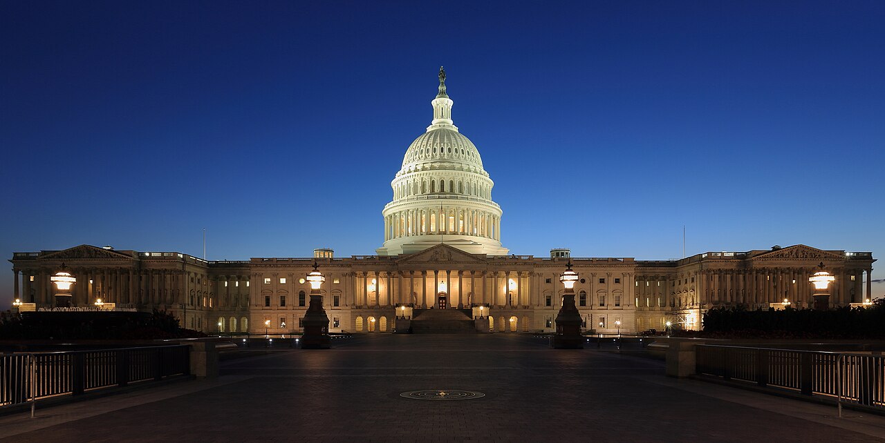 United States Capitol illuminated at dusk