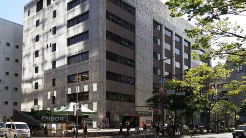 Modern municipal government office building at a street corner