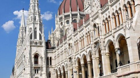 Hungarian Parliament Building beside the road in daylight