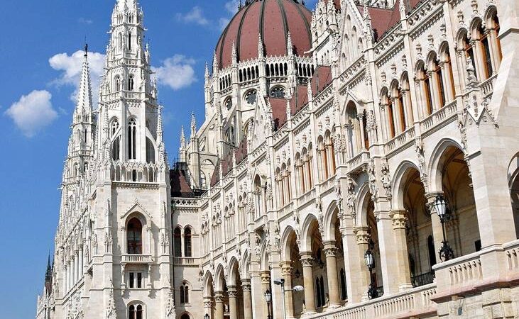 Hungarian Parliament Building beside the road in daylight