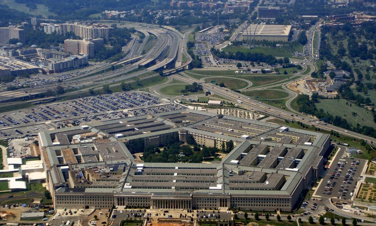 Aerial view of the Pentagon building in Arlington Virginia