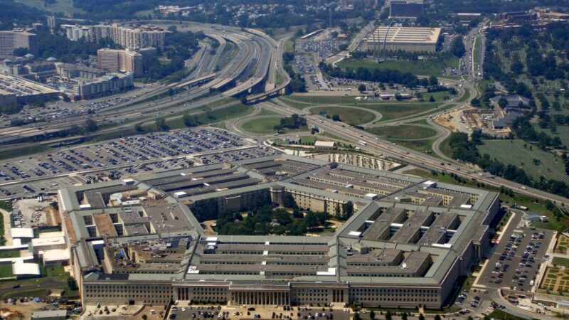 Aerial view of the Pentagon building in Arlington Virginia