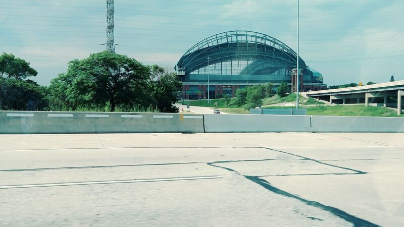 American Family Field in Milwaukee seen from the highway