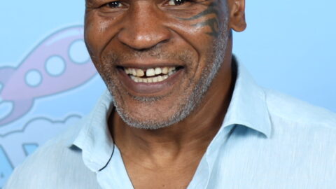 Mike Tyson smiling at GalaxyCon Austin in 2023